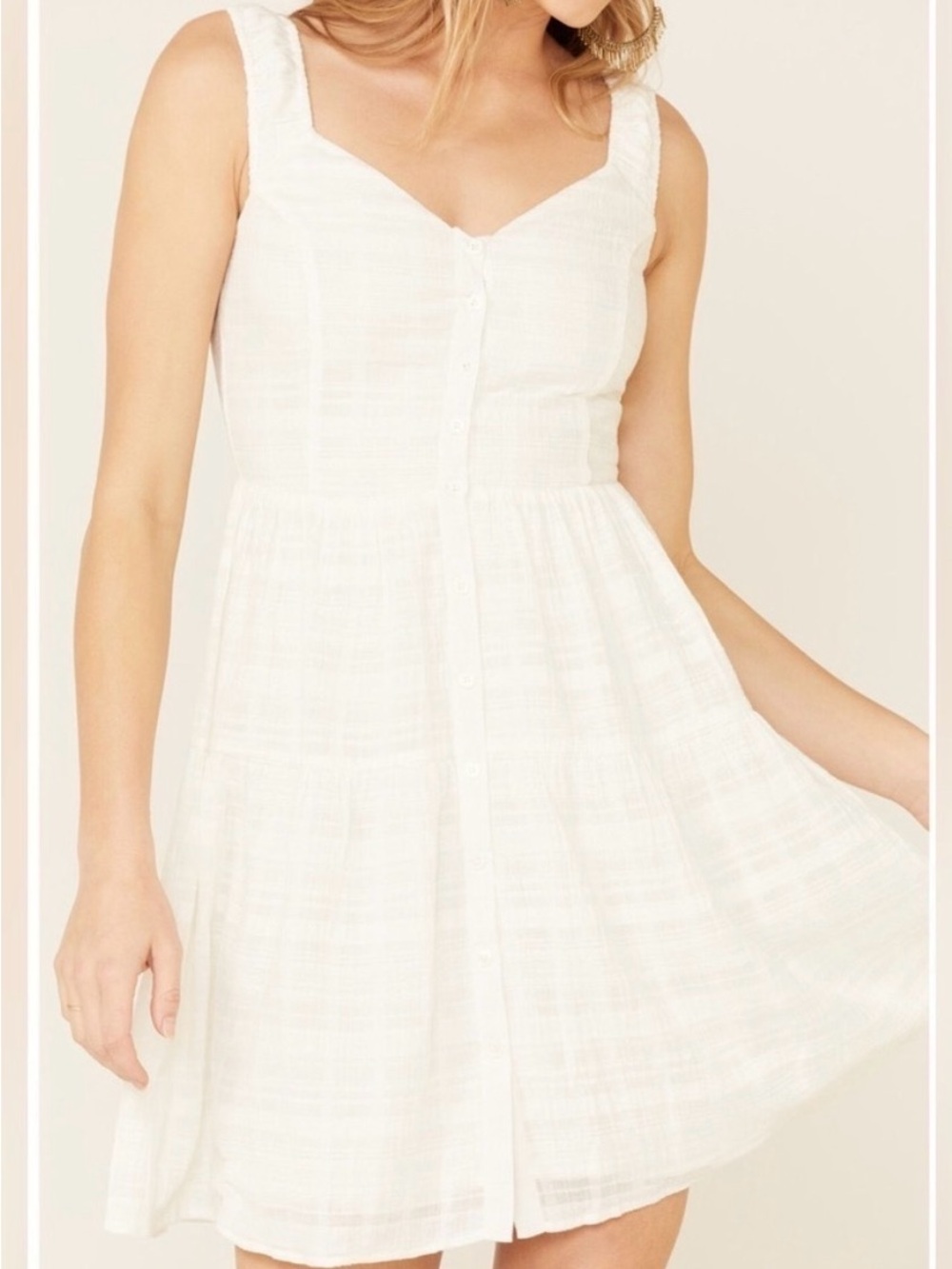 Idyllwind White Button-Front Mini Dress - Picture 2 of 7